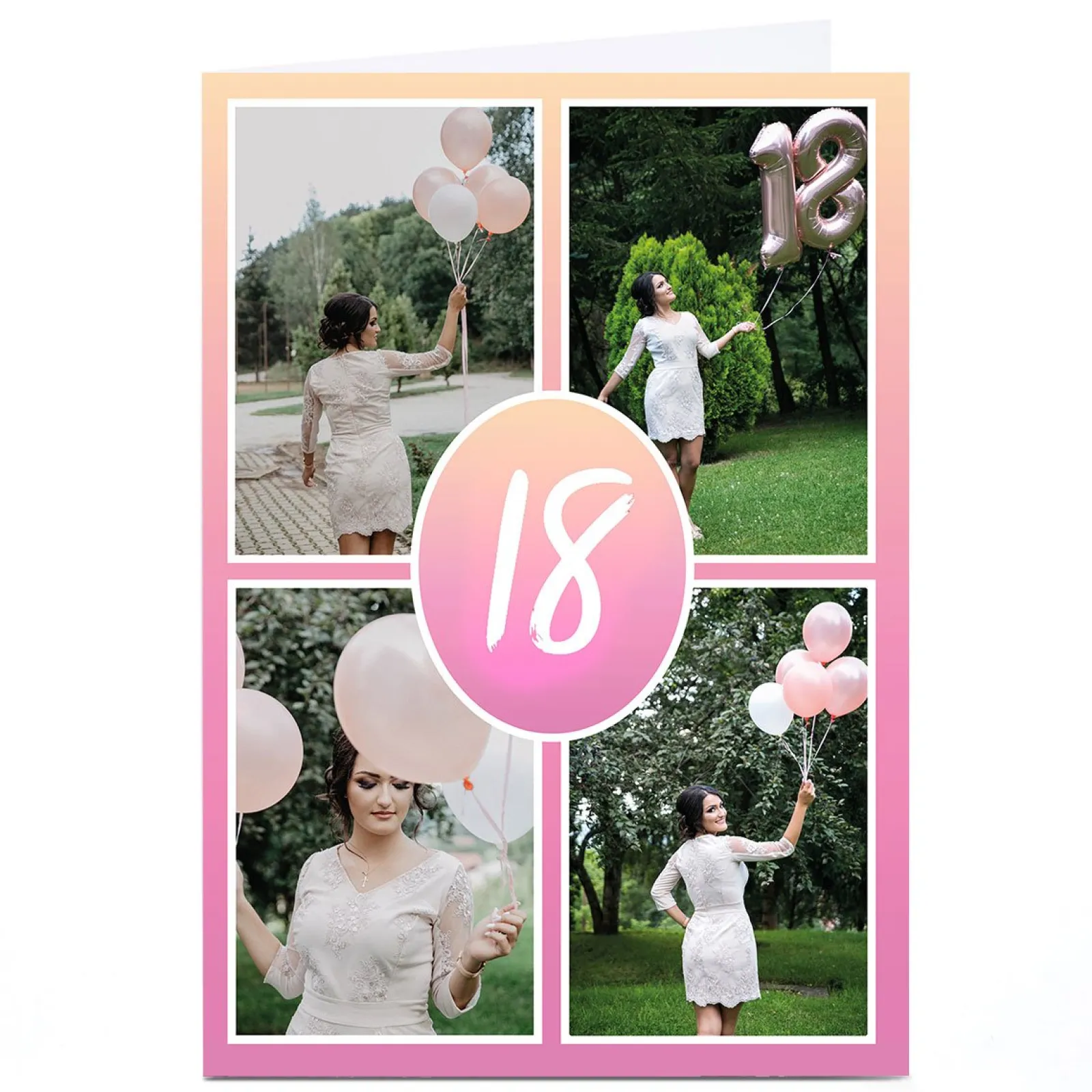 Card Factory Photo 18th Birthday Card - Pastel Gradient, Editable Age