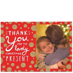 Sale Photo Thank You Card - Red & Gold Thank You|Christmas