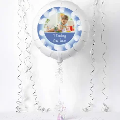 Kids Card Factory Photo Upload Balloon - Blue Border, Any Photo and Message