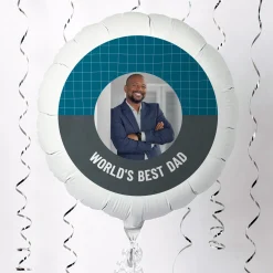 Card Factory Photo Upload Balloon - Blue Border World's Best, Any Name