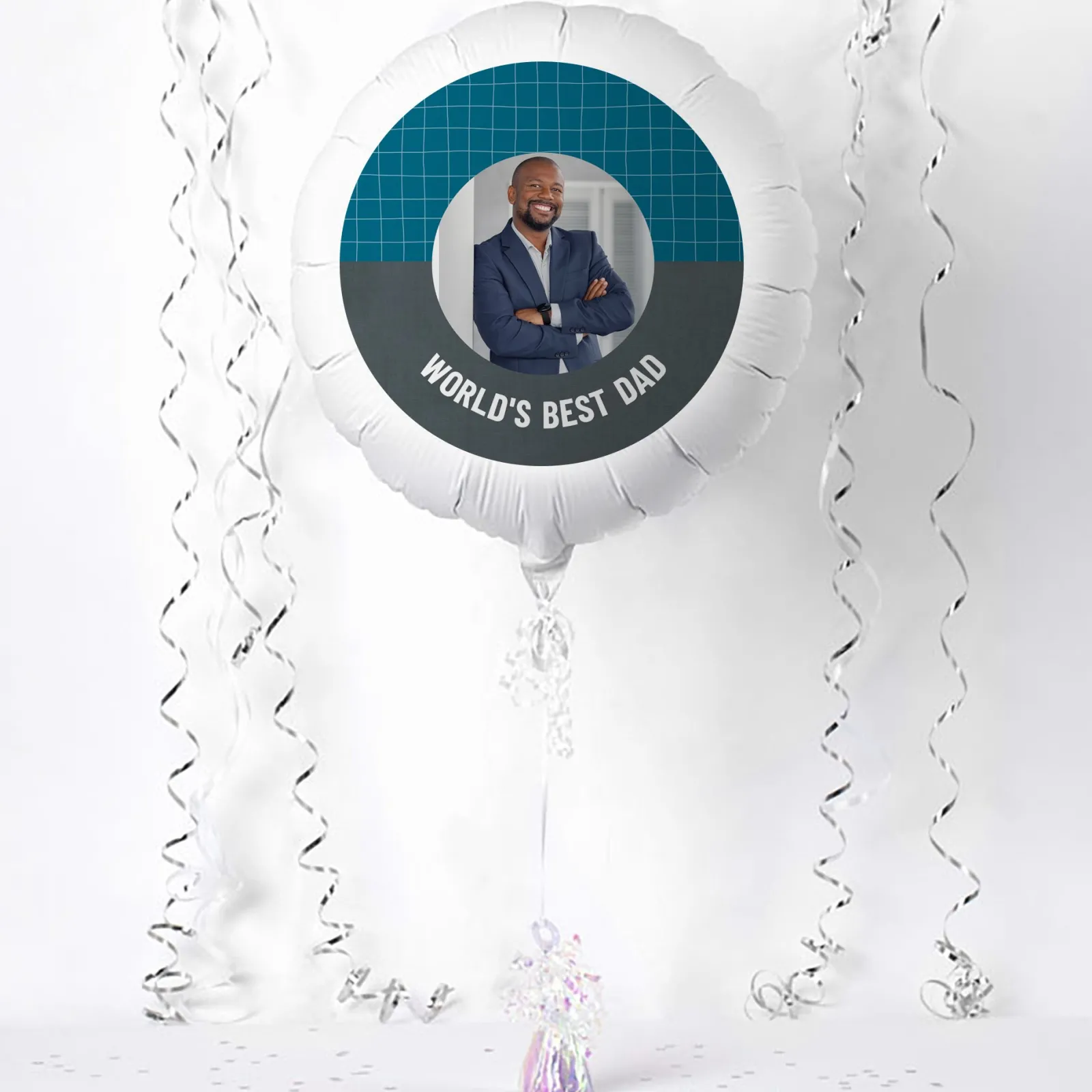 Card Factory Photo Upload Balloon - Blue Border World's Best, Any Name