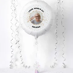 Clearance Photo Upload Balloon - Gold Star Border, Any Photo and Message 60Th Birthday|Personalised Party