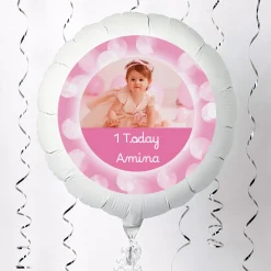 Sale Photo Upload Balloon - Pink Border, Any Photo and Message Kids 1St Birthday|Personalised Party