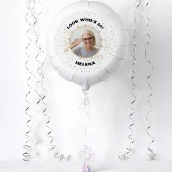 Card Factory Photo Upload Balloon - Silver Star Border, Any Photo and Message