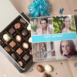 Card Factory Photo Upload Belgian Chocolates - Blue, 4 Photos