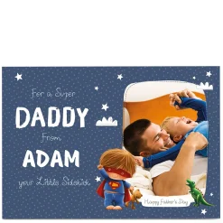 Card Factory Photo Upload Father's Day Card - Super Daddy And Sidekick