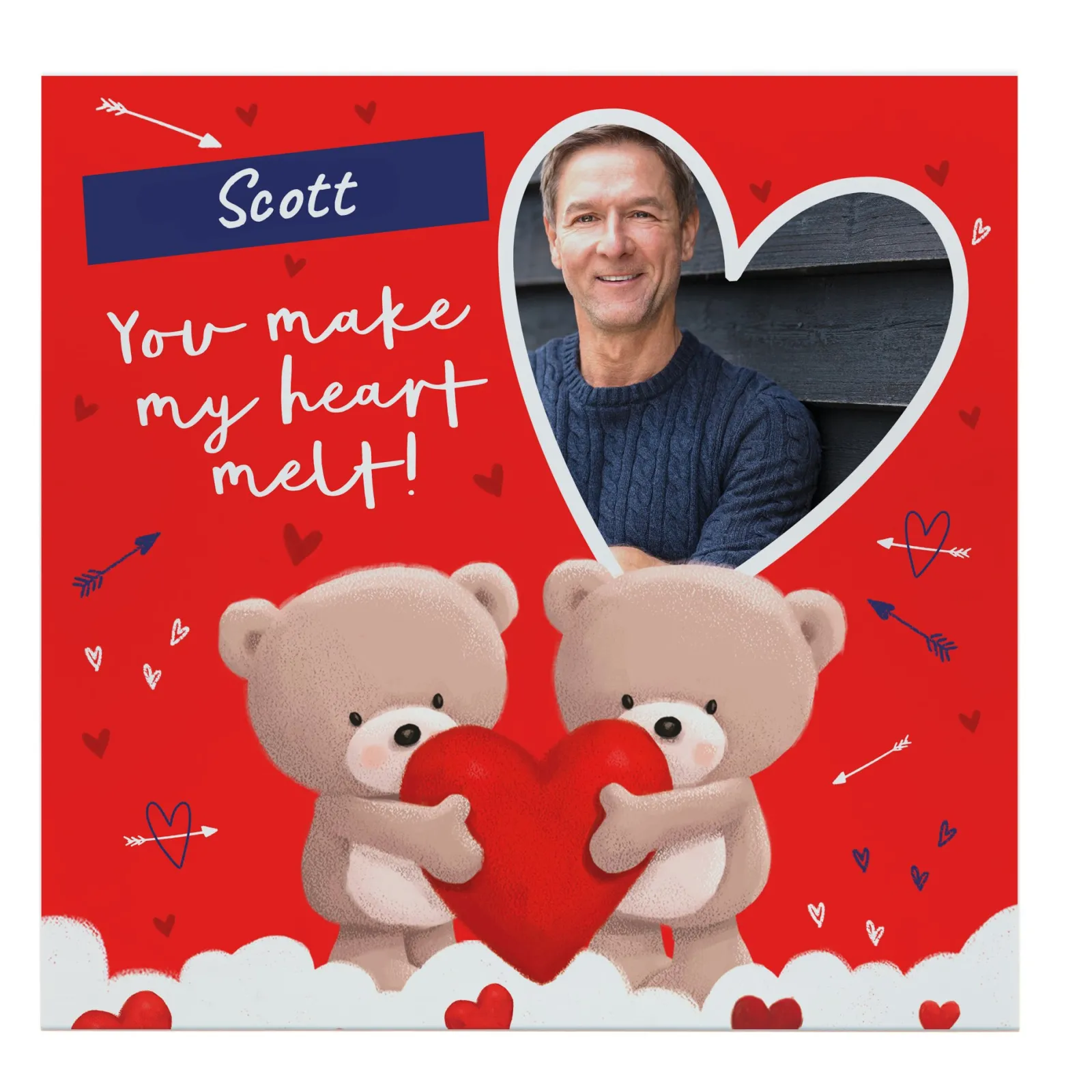 Card Factory Photo Upload Hugs Belgian Chocolates - Make My Heart Melt