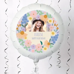 Card Factory Photo Upload Large Helium Balloon - Pastel Flower Border