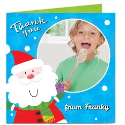 Card Factory Photo Upload Thank You Card - Blue Santa