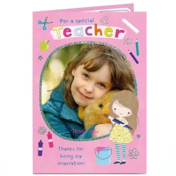 Card Factory Photo Upload Thank You Teacher Card - For Being My Inspiration