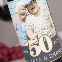 Card Factory Photo Upload Wine - 50 Years, Anniversary
