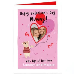 Online Photo Valentine's Day Card - Bear Heart Balloon, Mummy Photo