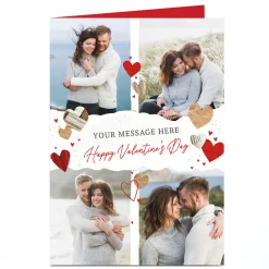 Card Factory Photo Valentine's Day Card - Rustic Hearts, Any Message