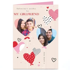 Card Factory Photo Valentine's Day Card - Heart Balloons, Girlfriend