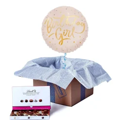 Kids Card Factory Pink & Gold Birthday Girl Balloon & Lindt Chocolates