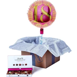 Card Factory Pink & Gold 18th Birthday Balloon & Lindt Chocolate Box