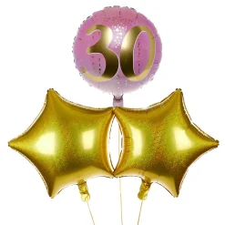 Card Factory Pink & Gold 30th Birthday Balloon Bouquet - DELIVERED INFLATED!