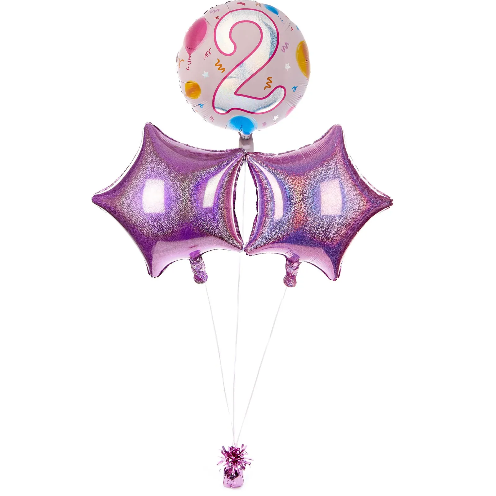 Online Pink Age 2 Happy Birthday Balloon Bouquet - DELIVERED INFLATED! Kids Birthday Party|Balloons For Kids