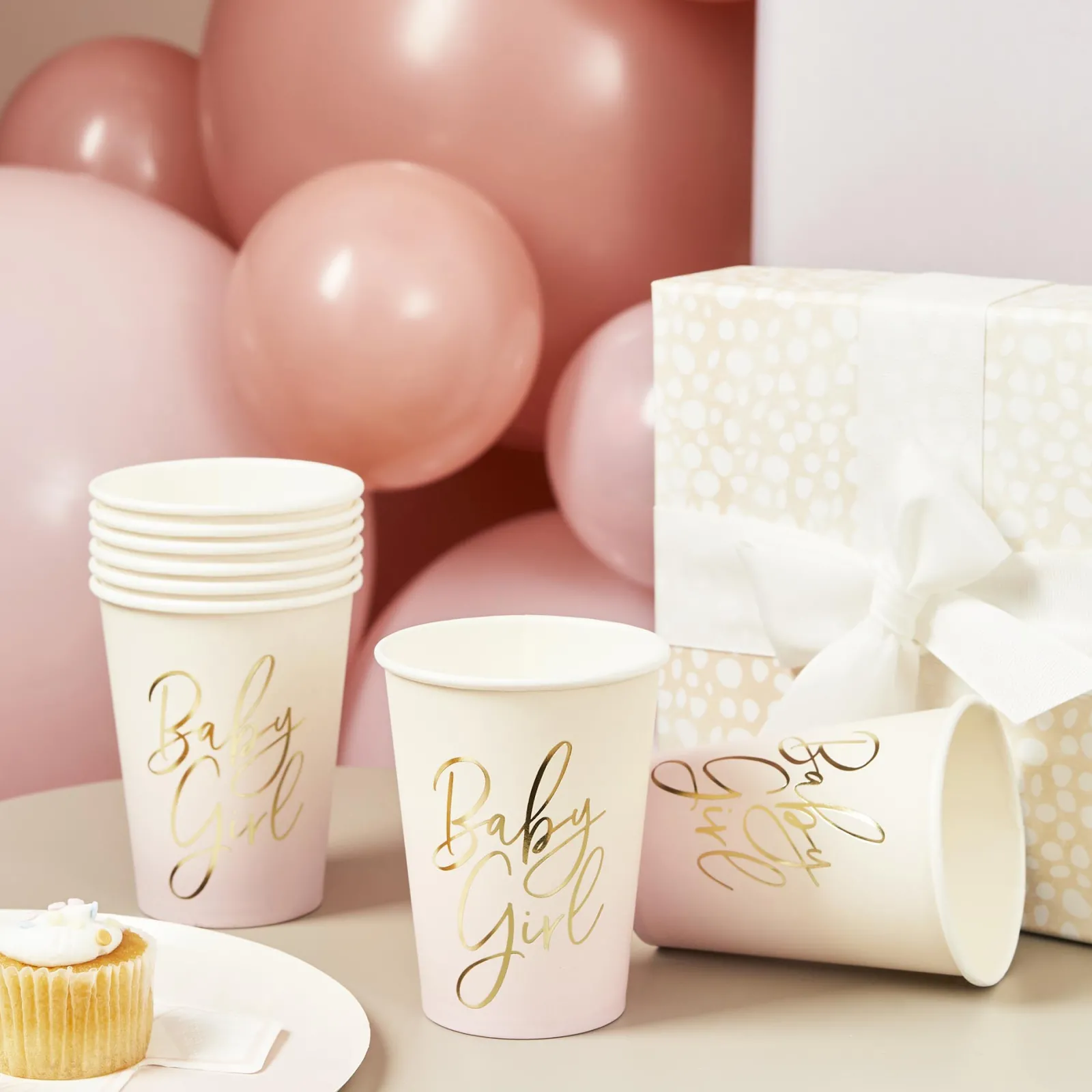 Pink Baby Girl Paper Cups - Pack of 8 Tableware|Baby Shower Party