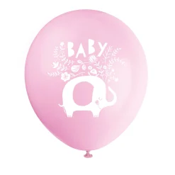 Card Factory Pink Elephant Baby Shower Tableware & Decorations - 16 Guests