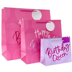 Kids Card Factory Pink Happy Birthday Gift Bags - Multipack of 3