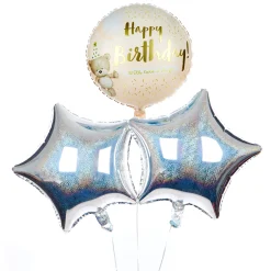 Kids Card Factory Pink Hugs Bear Happy Birthday Balloon Bouquet - DELIVERED INFLATED!