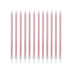 Card Factory Pink Tall Skinny Cake Candles - Pack of 12