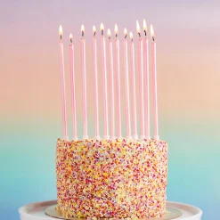 Card Factory Pink Tall Skinny Cake Candles - Pack of 12