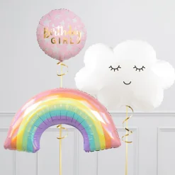 Kids Card Factory Rainbow Birthday Girl Supershape & Foil Balloon Package - Delivered Inflated!