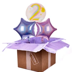 Kids Card Factory Rainbow 2nd Birthday Balloon Bouquet - DELIVERED INFLATED!