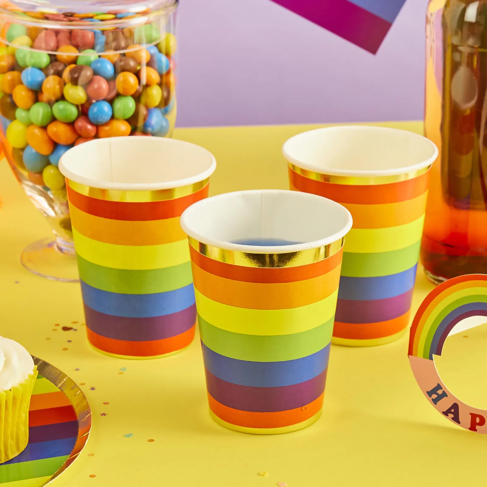 Card Factory Rainbow Paper Cups - Pack of 8