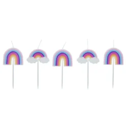 Card Factory Rainbow Pick Cake Candles - Pack of 5
