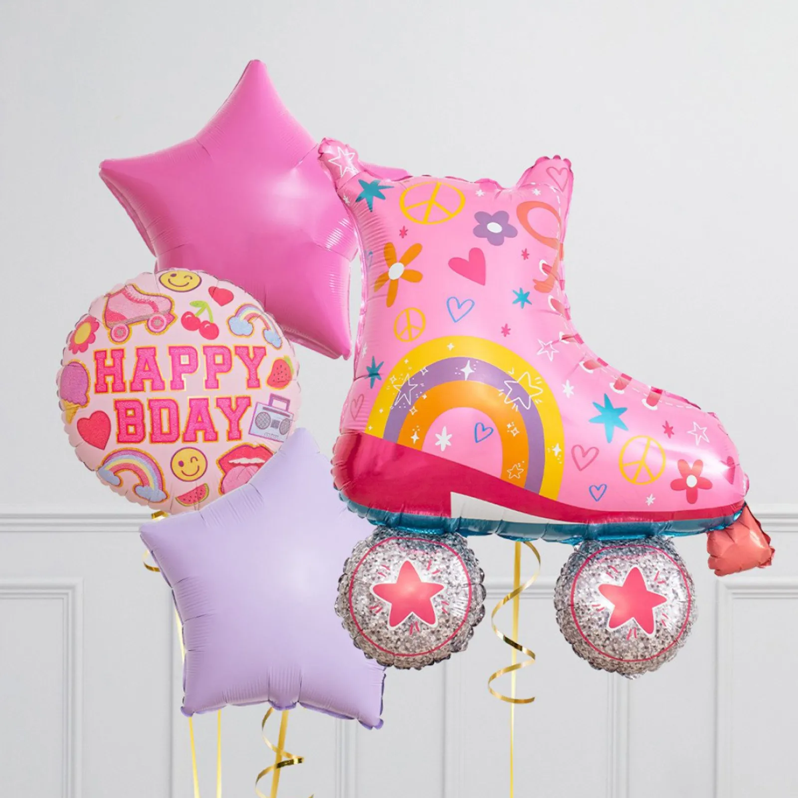 Online Rainbow Rollerskate Birthday Supershape & Foil Balloon Package - Delivered Inflated! Kids Balloons For Kids|Personalised & Photo Balloons