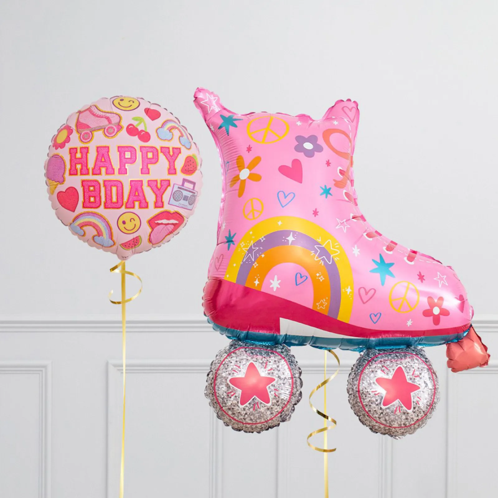 Online Rainbow Rollerskate Birthday Supershape & Foil Balloon Package - Delivered Inflated! Kids Balloons For Kids|Personalised & Photo Balloons