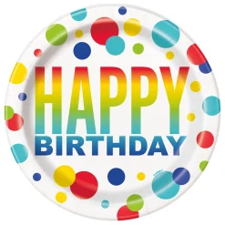New Rainbow Spots Birthday Tableware & Decorations - 16 Guests Tableware|Birthday Party