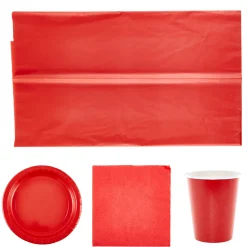 Card Factory Red Party Tableware Bundle - 8 Guests
