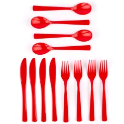 Red Plastic Cutlery Set - 18 Pieces Tableware|Halloween Party