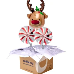 Kids Card Factory Reindeer and Candy Cane Balloon Bouquet - DELIVERED INFLATED!