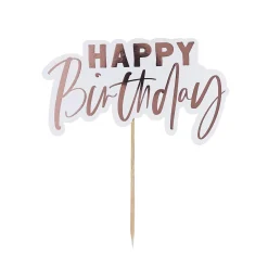 Card Factory Rose Gold Happy Birthday Card Cake Topper