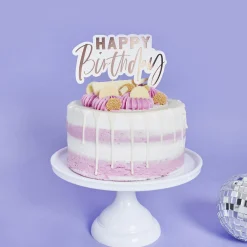 Card Factory Rose Gold Happy Birthday Card Cake Topper