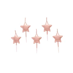 Card Factory Rose Gold Metallic Star Cake Candles - Pack of 5