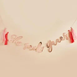 Hot Rose Gold She Said Yaaas Card Banner Banners & Bunting|Hen Party