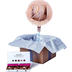 Card Factory Rose Gold 21st Birthday Balloon & Lindt Chocolate Box