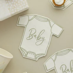Online Sage Babygrow Paper Napkins - Pack of 16 Tableware|Baby Shower Party