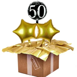 Card Factory Silver & Black 50th Birthday Balloon Bouquet - DELIVERED INFLATED!