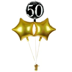 Card Factory Silver & Black 50th Birthday Balloon Bouquet - DELIVERED INFLATED!