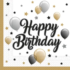 Hot Silver & Gold Balloons Birthday Party Tableware Bundle - 16 Guests Tableware|Birthday Party