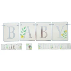 Card Factory Silver & White Baby Shower Bunting