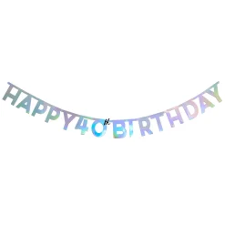 Clearance Silver Happy 40th Birthday Letter Banner 40Th Birthday|Banners & Bunting