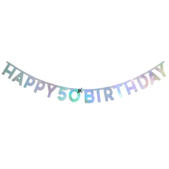 Card Factory Silver Happy 50th Birthday Letter Banner
